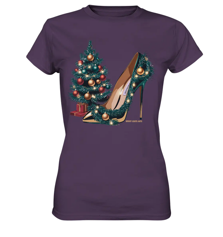Goldener High Heel mit Weihnachtsbaum-Dekoration - Ladies Premium Shirt Bright Lights Arts