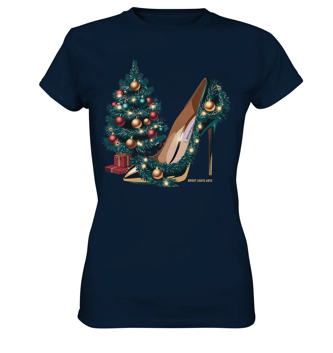 Goldener High Heel mit Weihnachtsbaum-Dekoration - Ladies Premium Shirt Bright Lights Arts