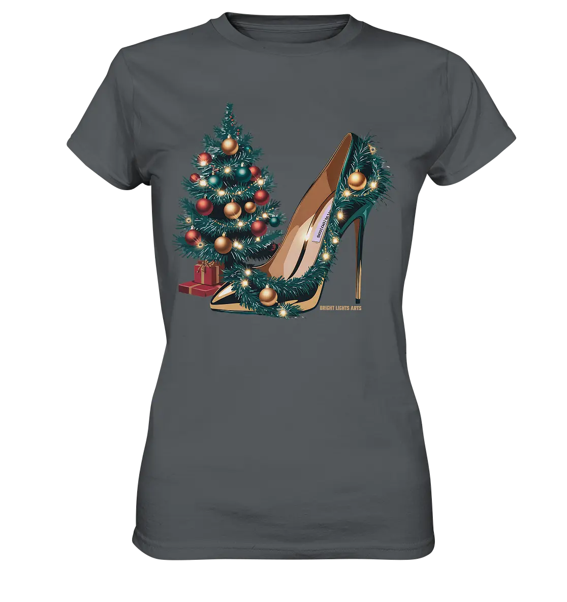 Goldener High Heel mit Weihnachtsbaum-Dekoration - Ladies Premium Shirt Bright Lights Arts