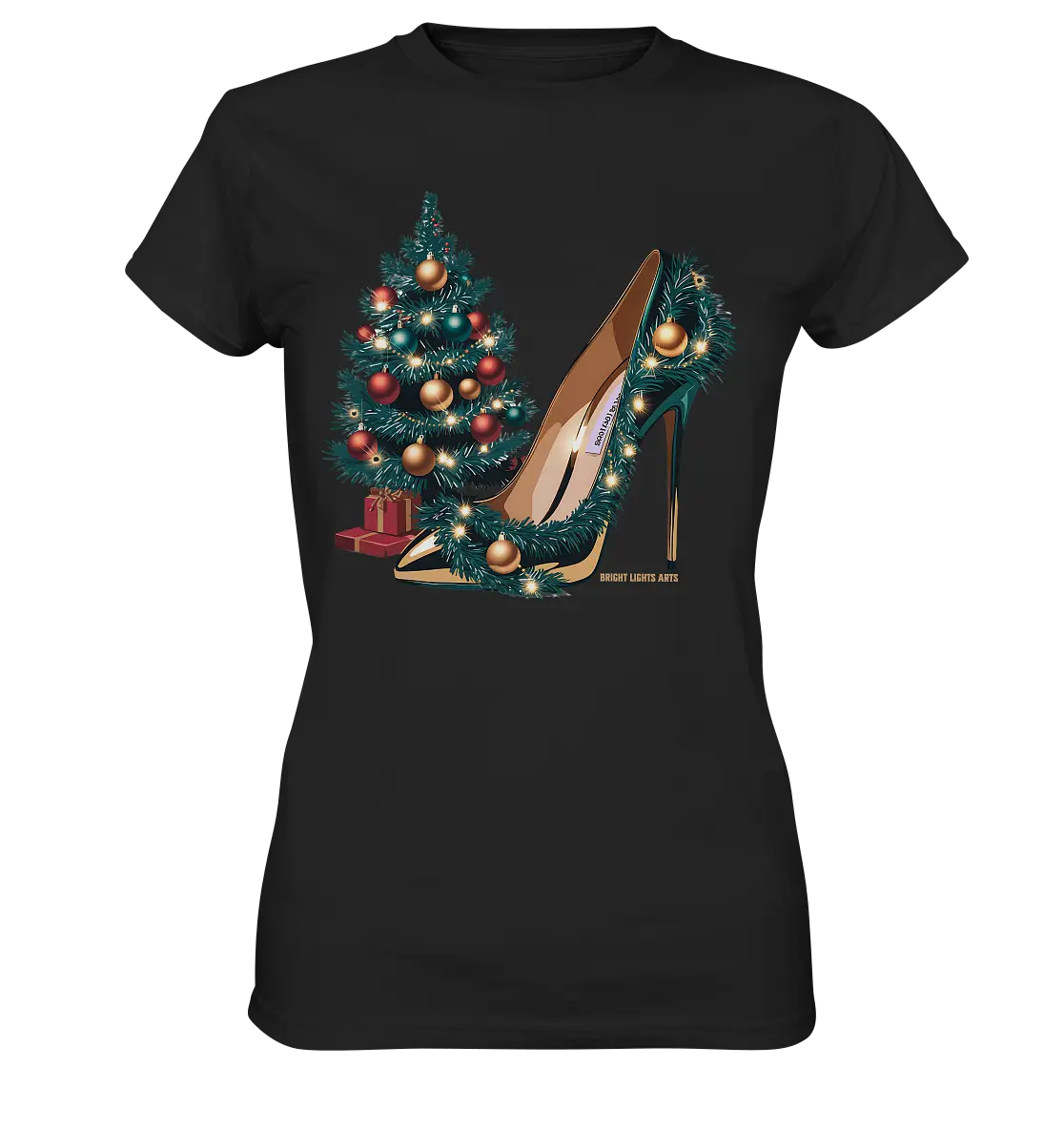 Goldener High Heel mit Weihnachtsbaum-Dekoration - Ladies Premium Shirt Bright Lights Arts