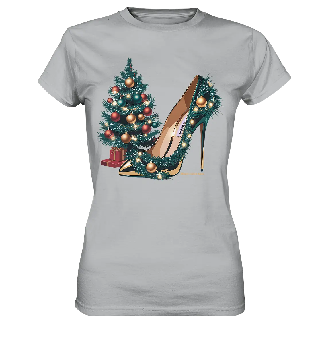 Goldener High Heel mit Weihnachtsbaum-Dekoration - Ladies Premium Shirt Bright Lights Arts