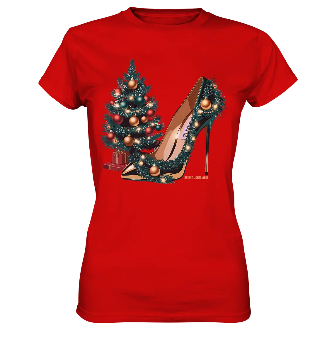 Goldener High Heel mit Weihnachtsbaum-Dekoration - Ladies Premium Shirt Bright Lights Arts