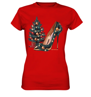 Goldener High Heel mit Weihnachtsbaum-Dekoration - Ladies Premium Shirt Bright Lights Arts
