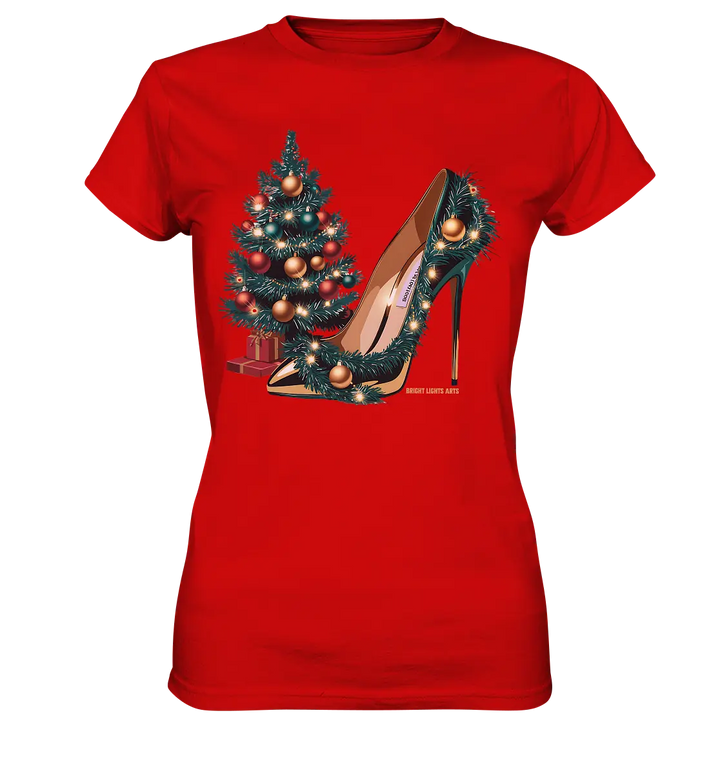 Goldener High Heel mit Weihnachtsbaum-Dekoration - Ladies Premium Shirt Bright Lights Arts