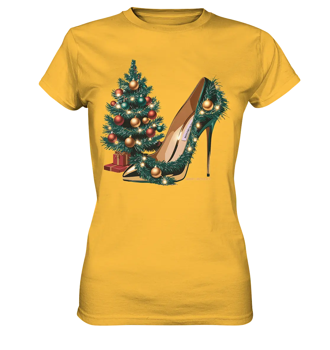 Goldener High Heel mit Weihnachtsbaum-Dekoration - Ladies Premium Shirt Bright Lights Arts