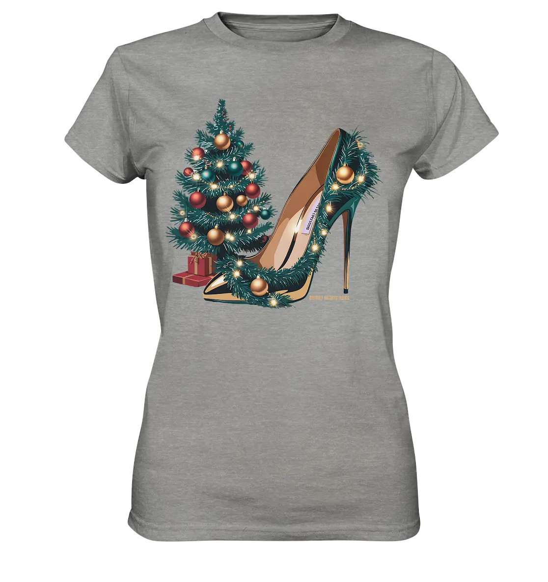Goldener High Heel mit Weihnachtsbaum-Dekoration - Ladies Premium Shirt Bright Lights Arts