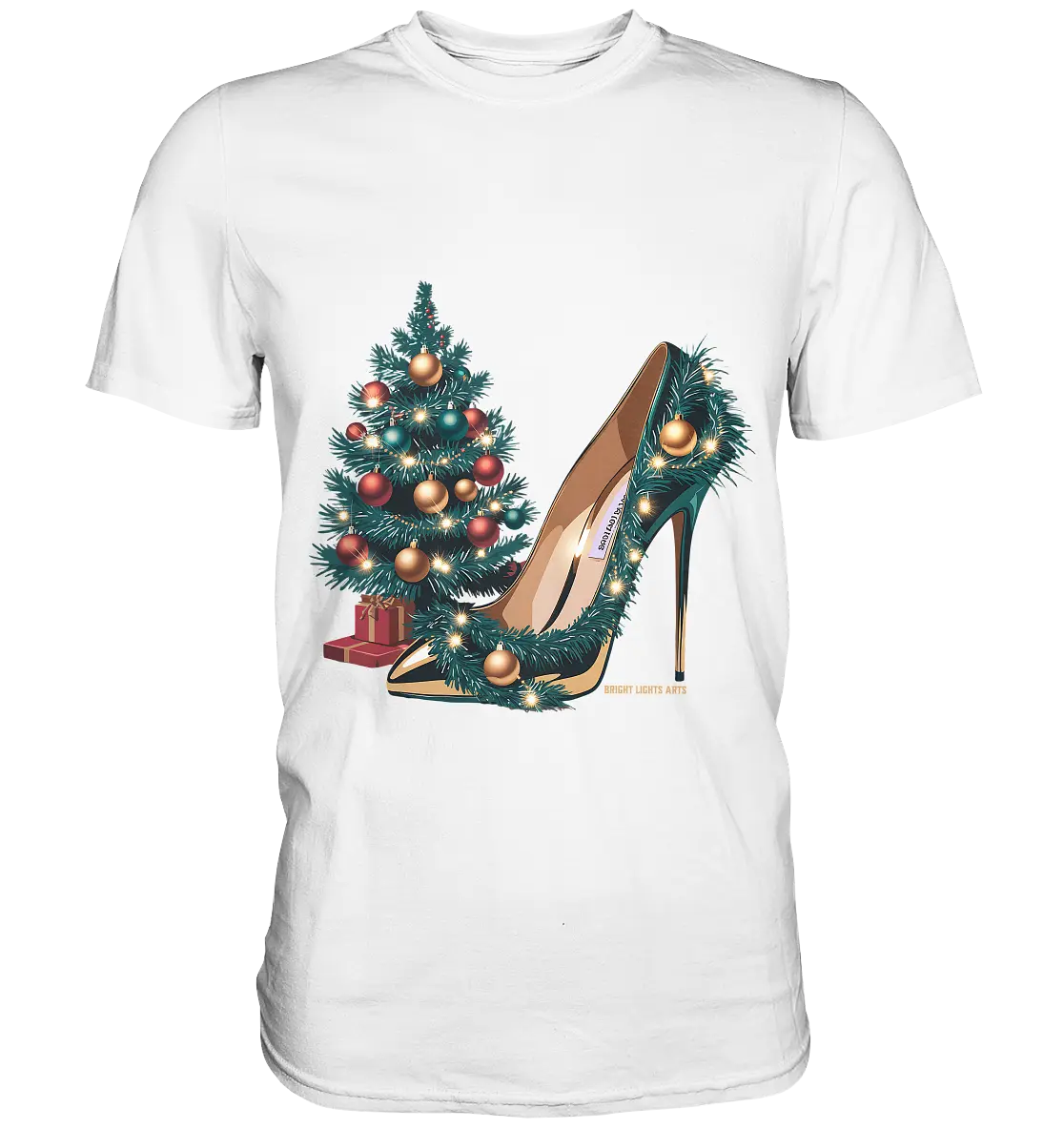Goldener High Heel mit Weihnachtsbaum-Dekoration - Premium Shirt Bright Lights Arts