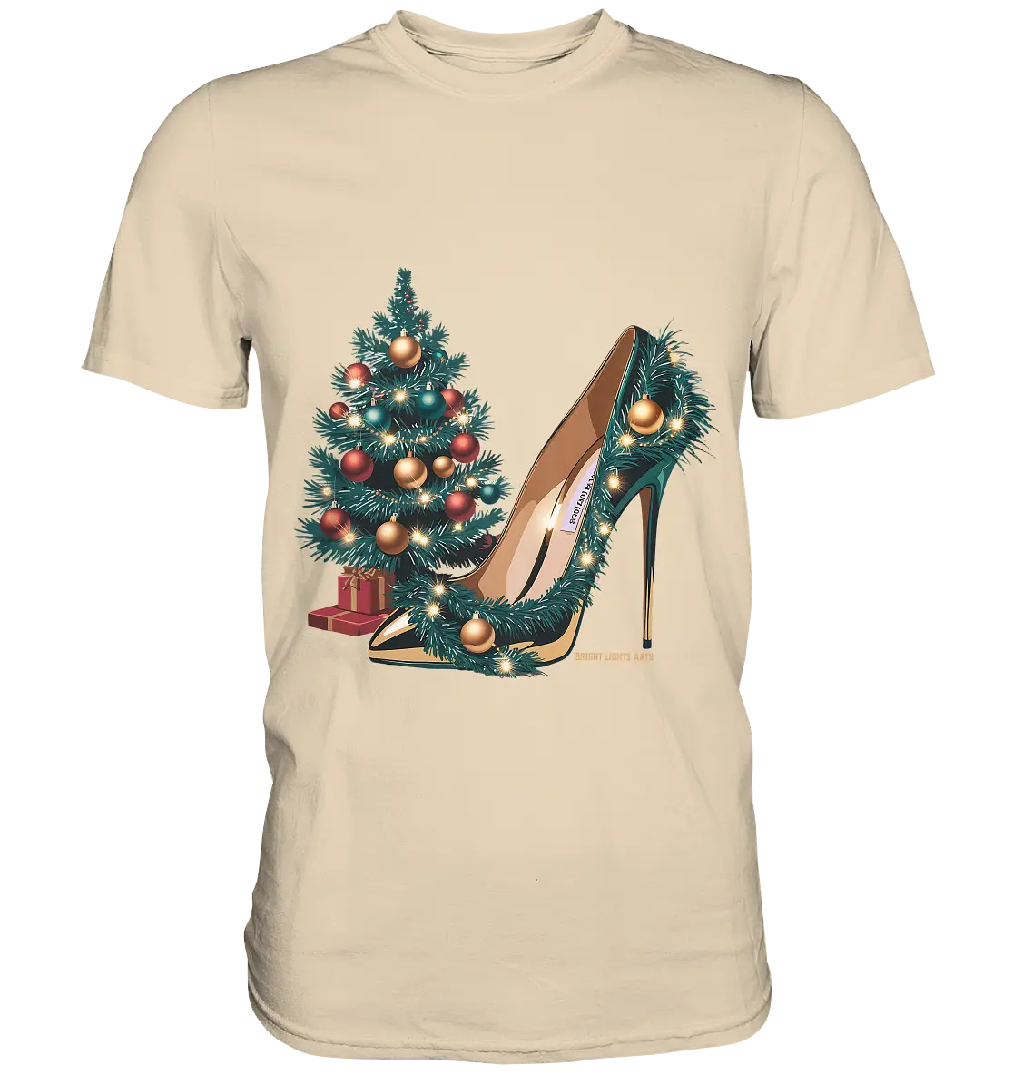 Goldener High Heel mit Weihnachtsbaum-Dekoration - Premium Shirt Bright Lights Arts