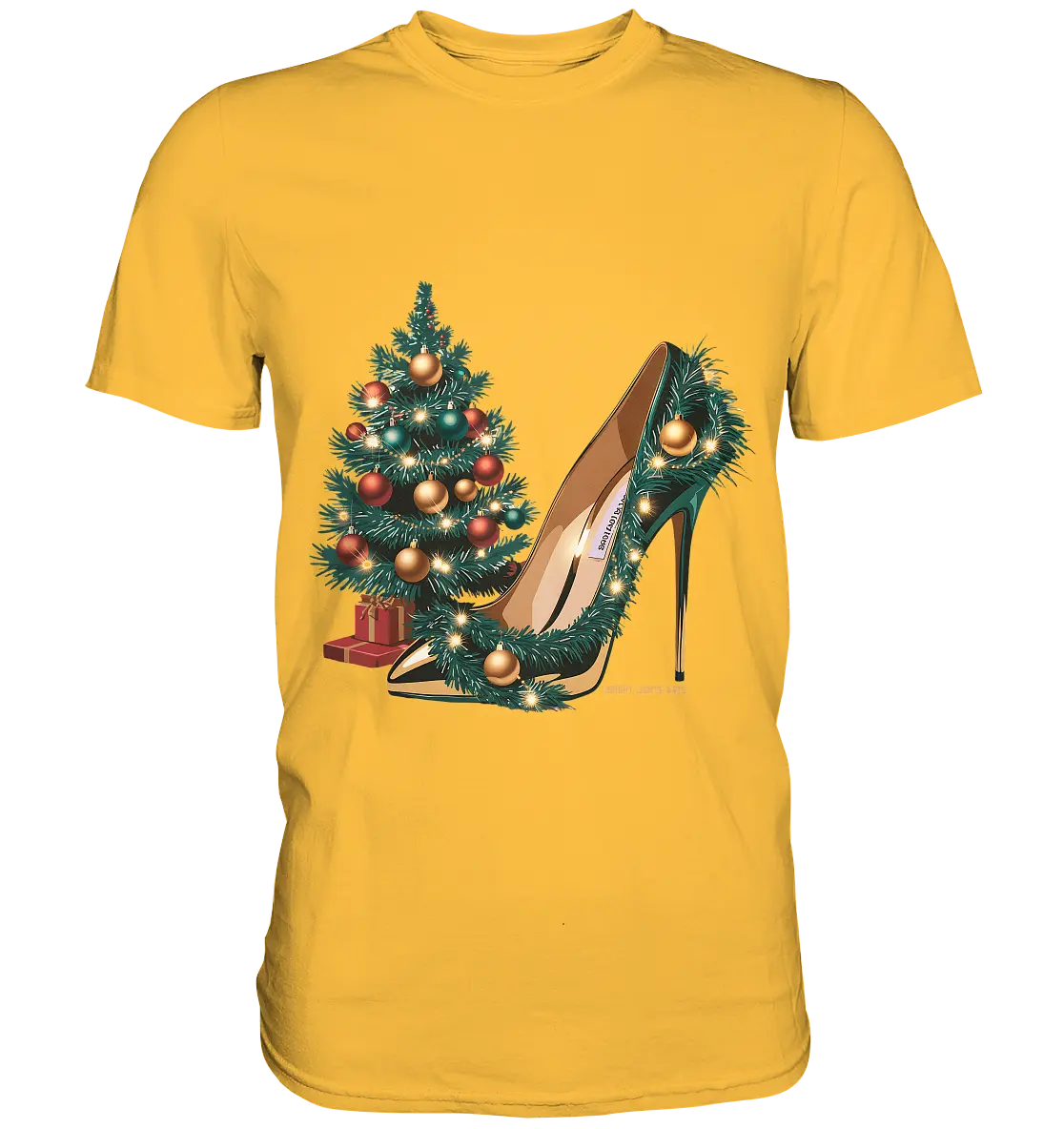Goldener High Heel mit Weihnachtsbaum-Dekoration - Premium Shirt Bright Lights Arts