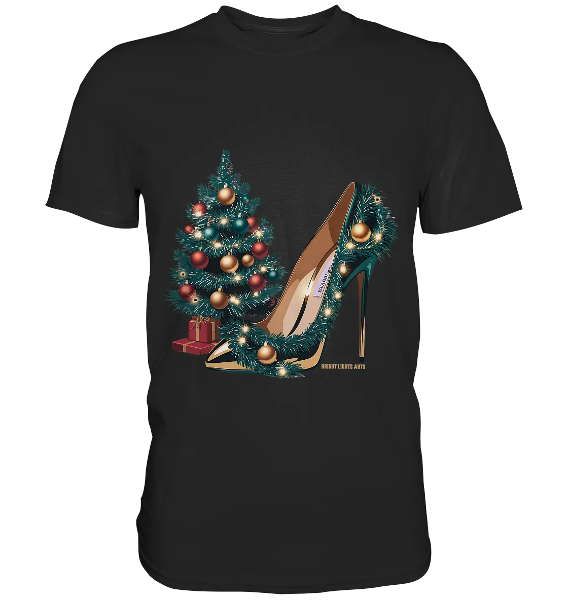Goldener High Heel mit Weihnachtsbaum-Dekoration - Premium Shirt Bright Lights Arts
