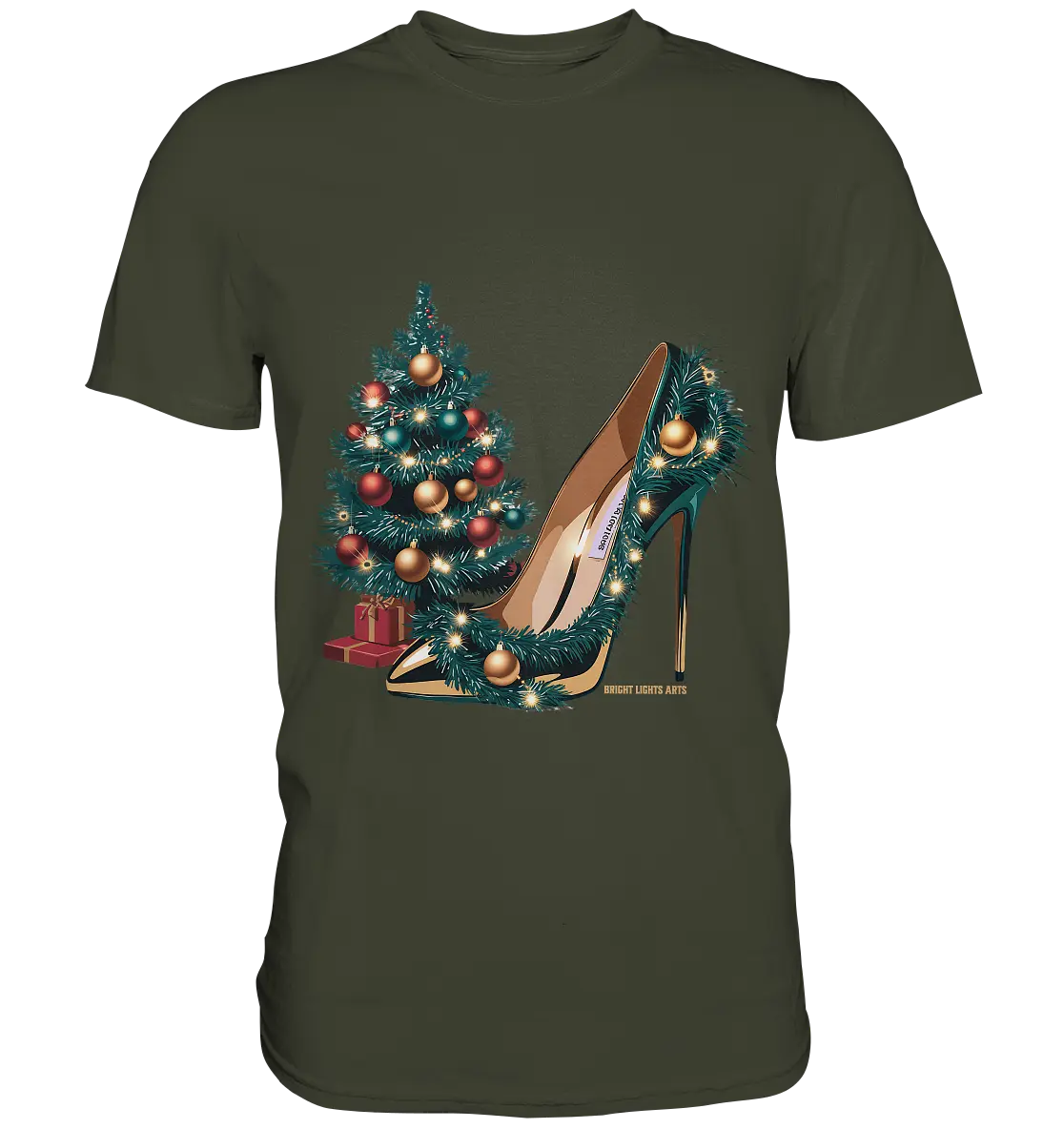 Goldener High Heel mit Weihnachtsbaum-Dekoration - Premium Shirt Bright Lights Arts
