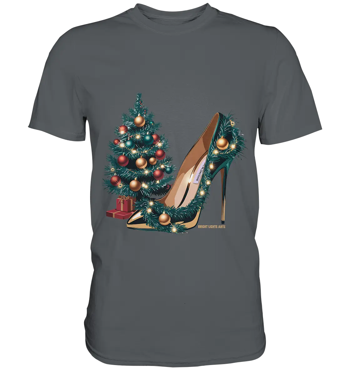 Goldener High Heel mit Weihnachtsbaum-Dekoration - Premium Shirt Bright Lights Arts