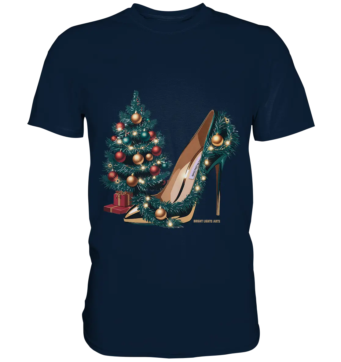 Goldener High Heel mit Weihnachtsbaum-Dekoration - Premium Shirt Bright Lights Arts