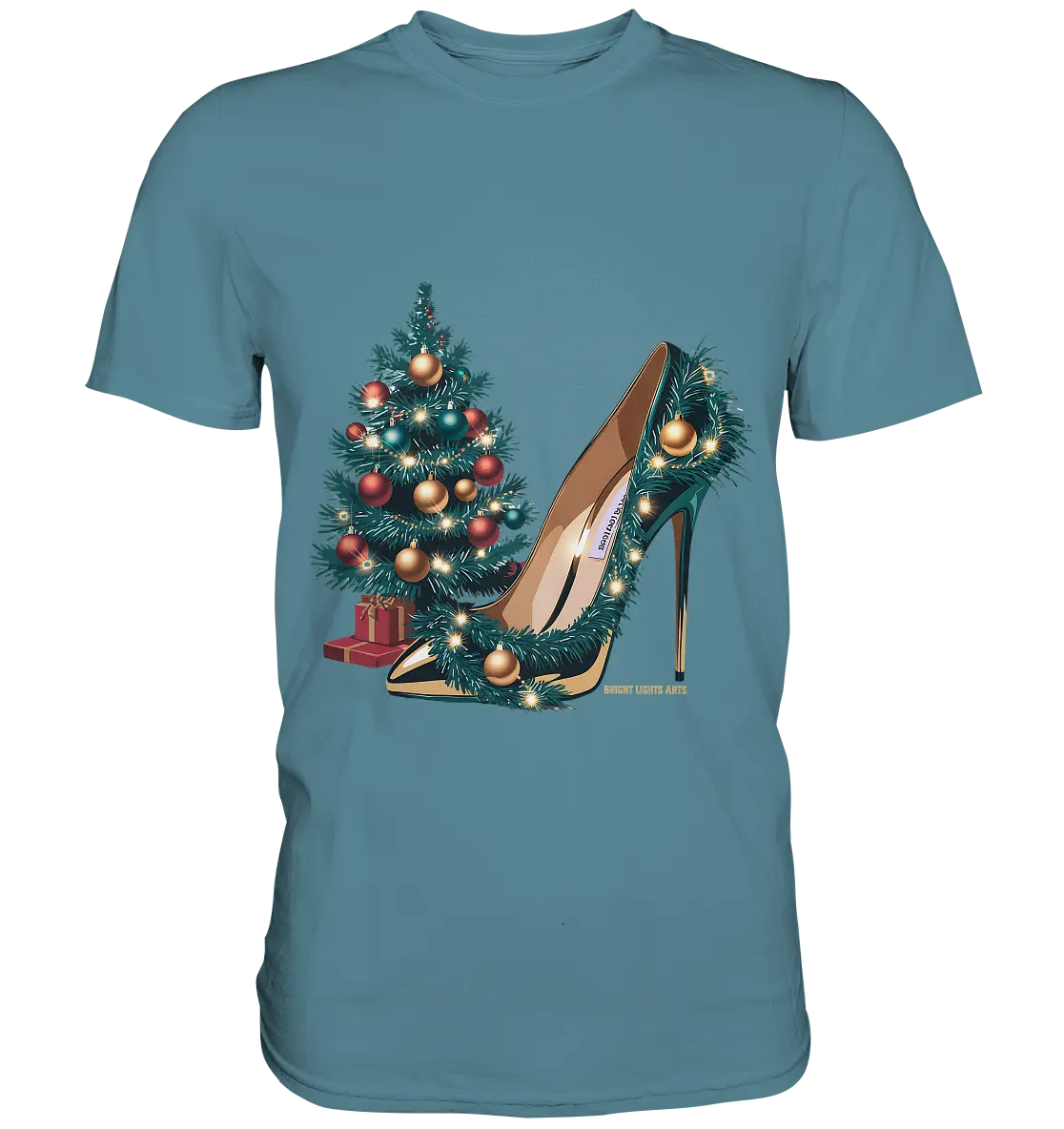 Goldener High Heel mit Weihnachtsbaum-Dekoration - Premium Shirt Bright Lights Arts