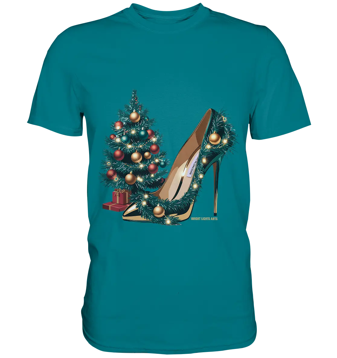 Goldener High Heel mit Weihnachtsbaum-Dekoration - Premium Shirt Bright Lights Arts