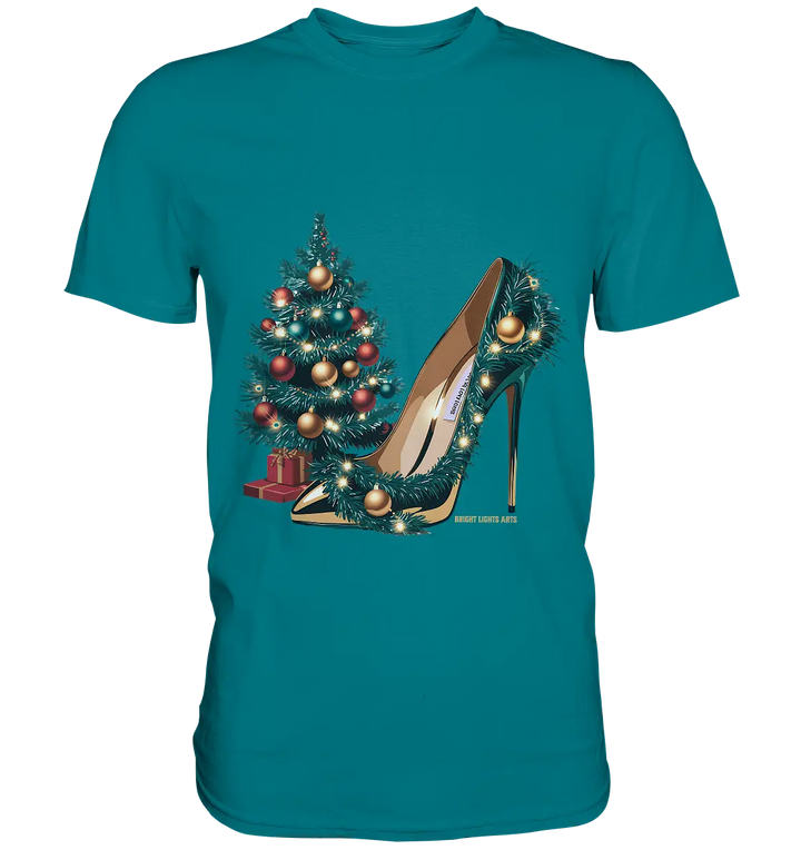 Goldener High Heel mit Weihnachtsbaum-Dekoration - Premium Shirt Bright Lights Arts