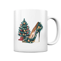 Goldener High Heel mit Weihnachtsbaum-Dekoration - Tasse glossy Bright Lights Arts