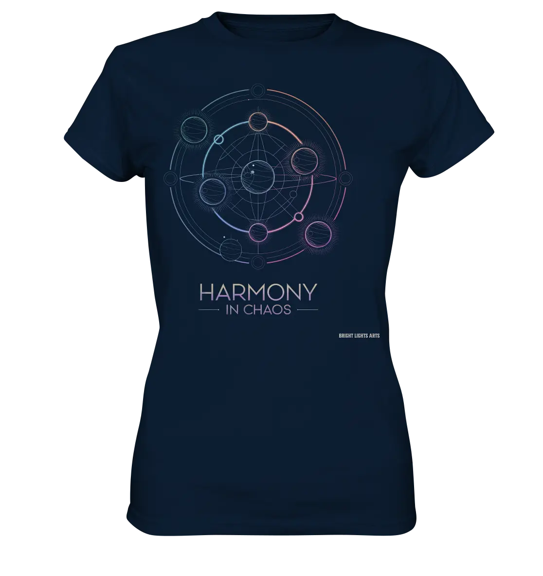 HARMONY IN CHAOS – Geometrisches und abstraktes Design mit einem Hauch von Kosmos - Ladies Premium Shirt Bright Lights Arts