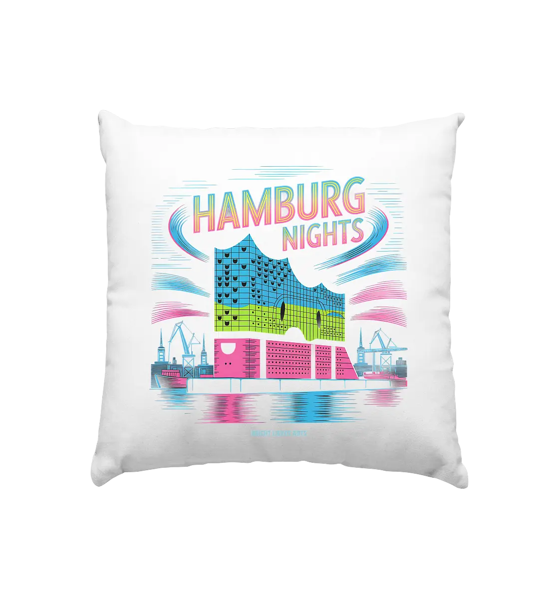 Hamburg Nights Neon City Vibes  - Kissen 40x40cm Bright Lights Arts