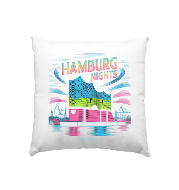 Hamburg Nights Neon City Vibes  - Kissen 40x40cm Bright Lights Arts