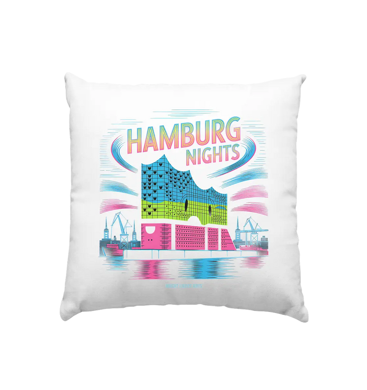 Hamburg Nights Neon City Vibes  - Kissen 40x40cm Bright Lights Arts