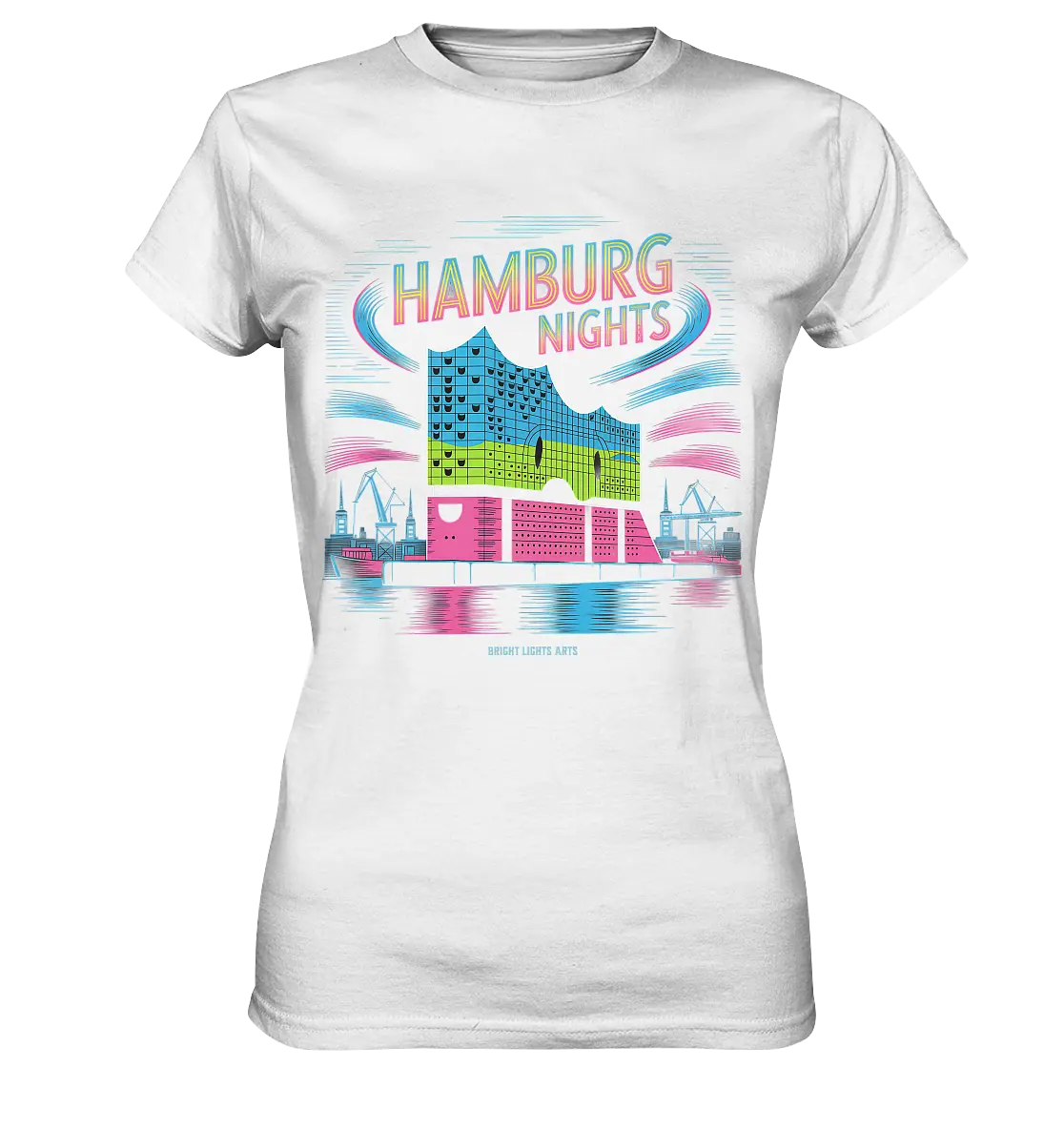 Hamburg Nights Neon City Vibes  - Ladies Premium Shirt Bright Lights Arts