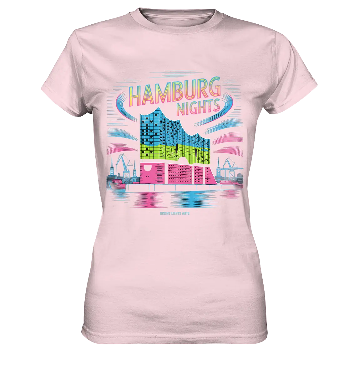 Hamburg Nights Neon City Vibes  - Ladies Premium Shirt Bright Lights Arts