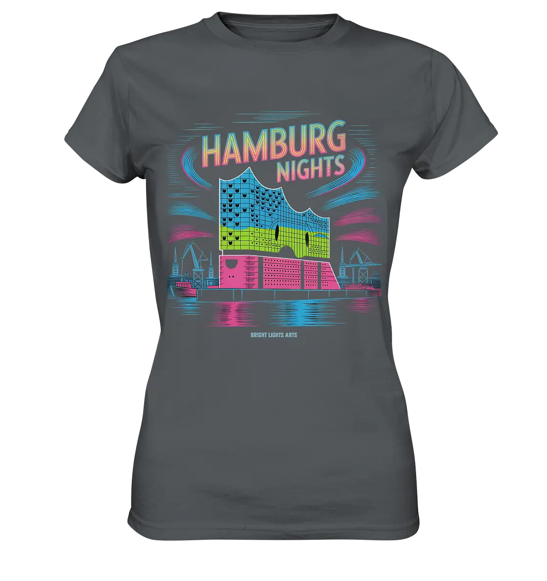 Hamburg Nights Neon City Vibes  - Ladies Premium Shirt Bright Lights Arts