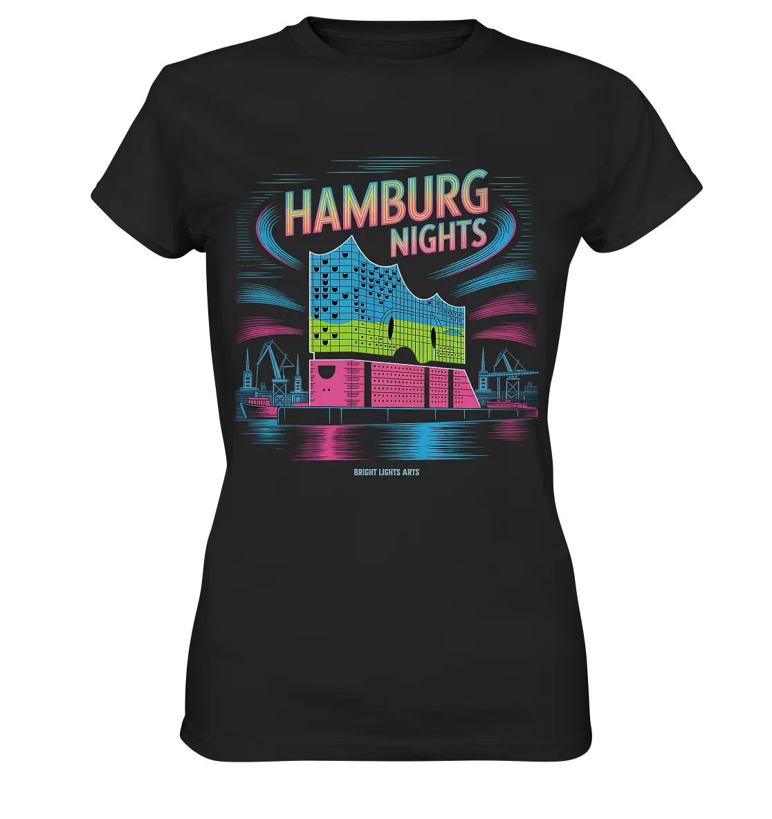 Hamburg Nights Neon City Vibes  - Ladies Premium Shirt Bright Lights Arts