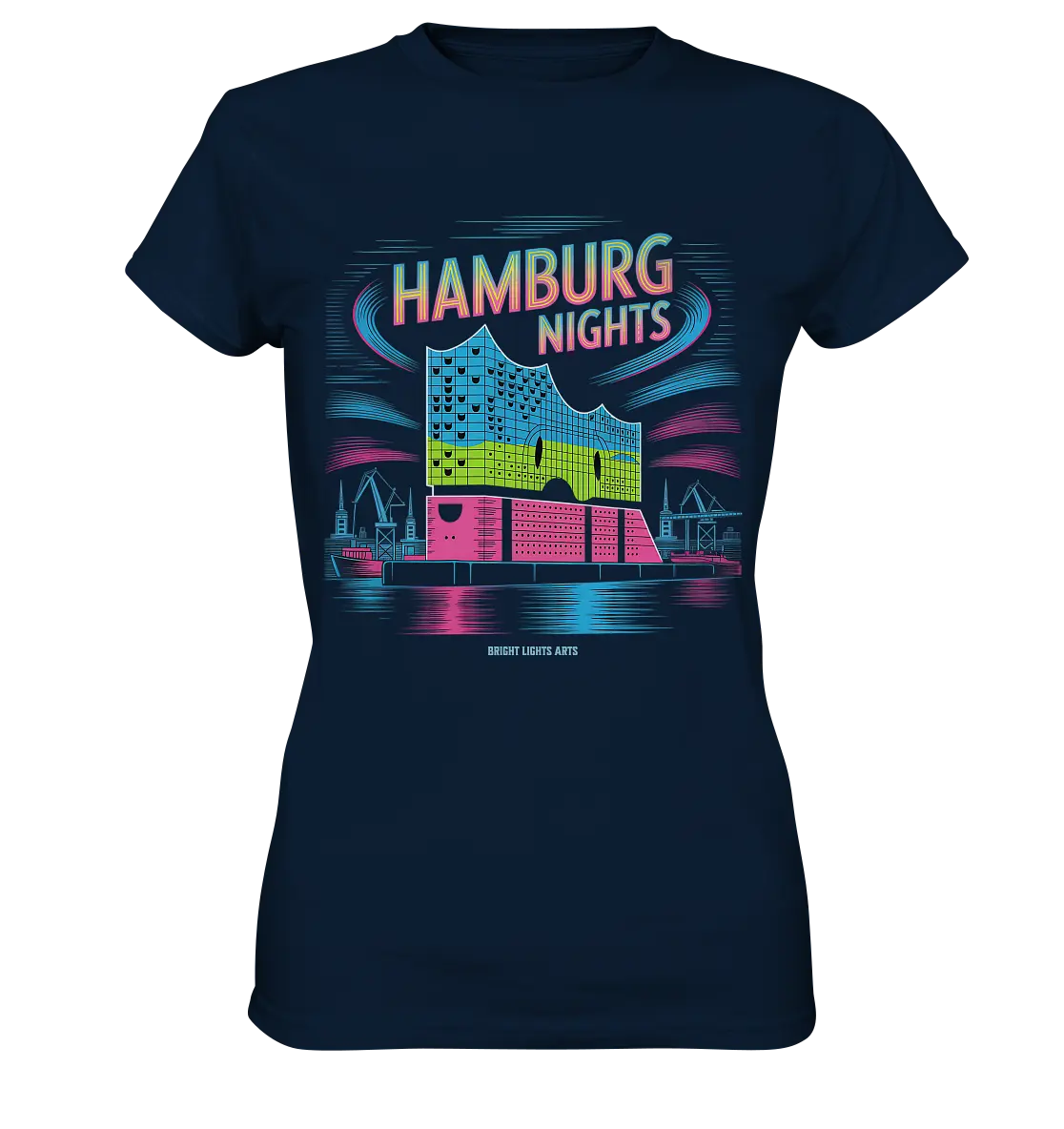 Hamburg Nights Neon City Vibes  - Ladies Premium Shirt Bright Lights Arts