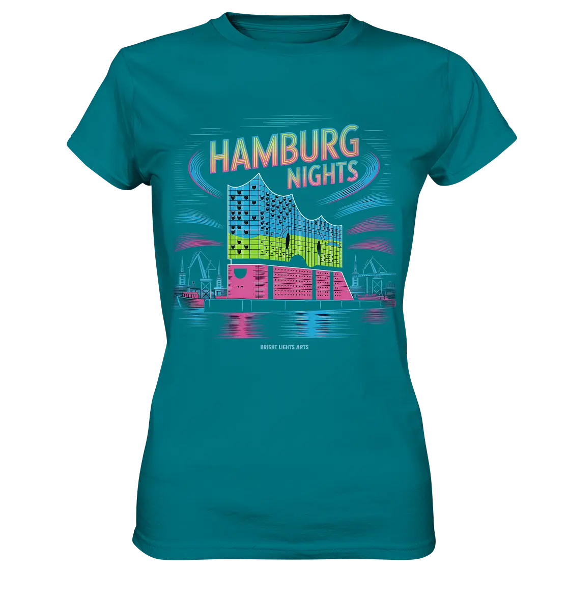 Hamburg Nights Neon City Vibes  - Ladies Premium Shirt Bright Lights Arts
