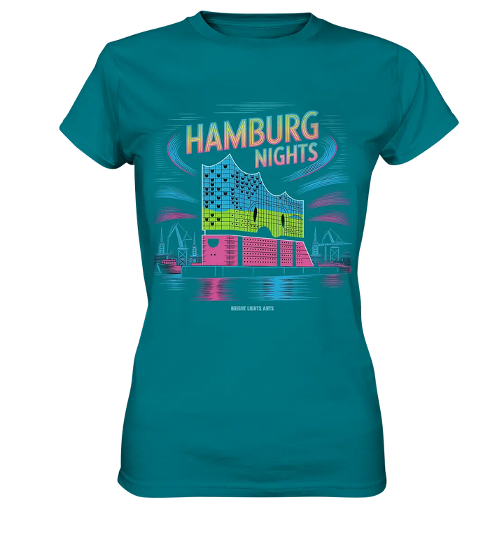 Hamburg Nights Neon City Vibes  - Ladies Premium Shirt Bright Lights Arts