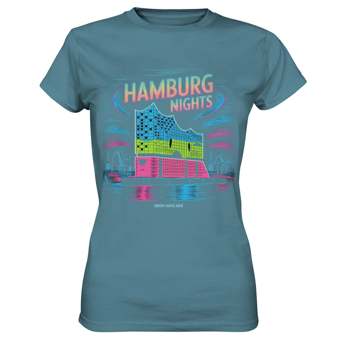 Hamburg Nights Neon City Vibes  - Ladies Premium Shirt Bright Lights Arts