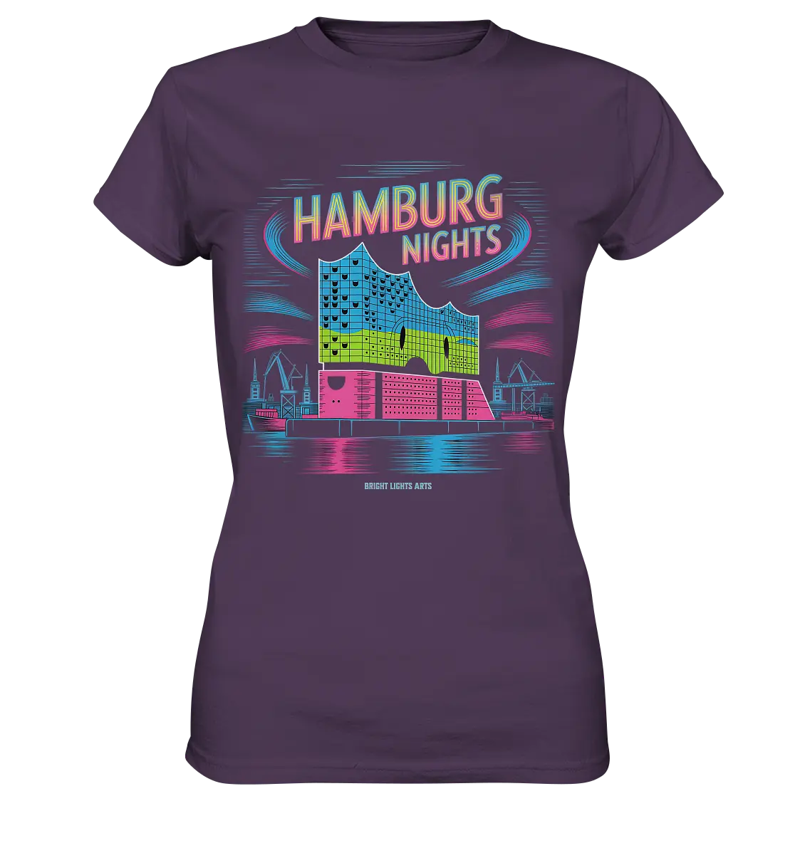 Hamburg Nights Neon City Vibes  - Ladies Premium Shirt Bright Lights Arts