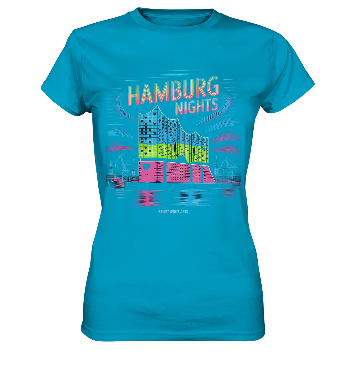 Hamburg Nights Neon City Vibes  - Ladies Premium Shirt Bright Lights Arts