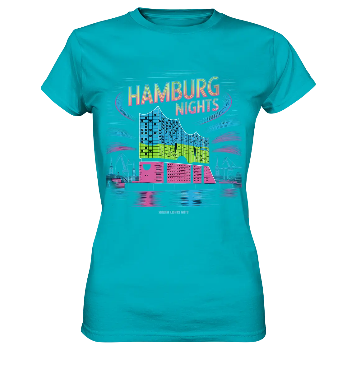 Hamburg Nights Neon City Vibes  - Ladies Premium Shirt Bright Lights Arts