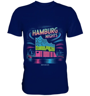 Hamburg Nights Neon City Vibes  - Premium Shirt Bright Lights Arts