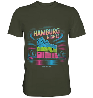 Hamburg Nights Neon City Vibes  - Premium Shirt Bright Lights Arts