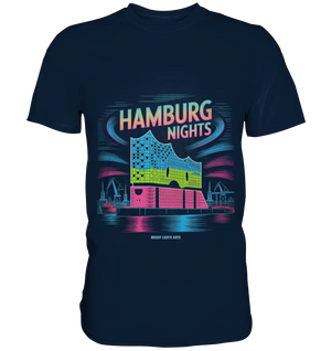 Hamburg Nights Neon City Vibes  - Premium Shirt Bright Lights Arts