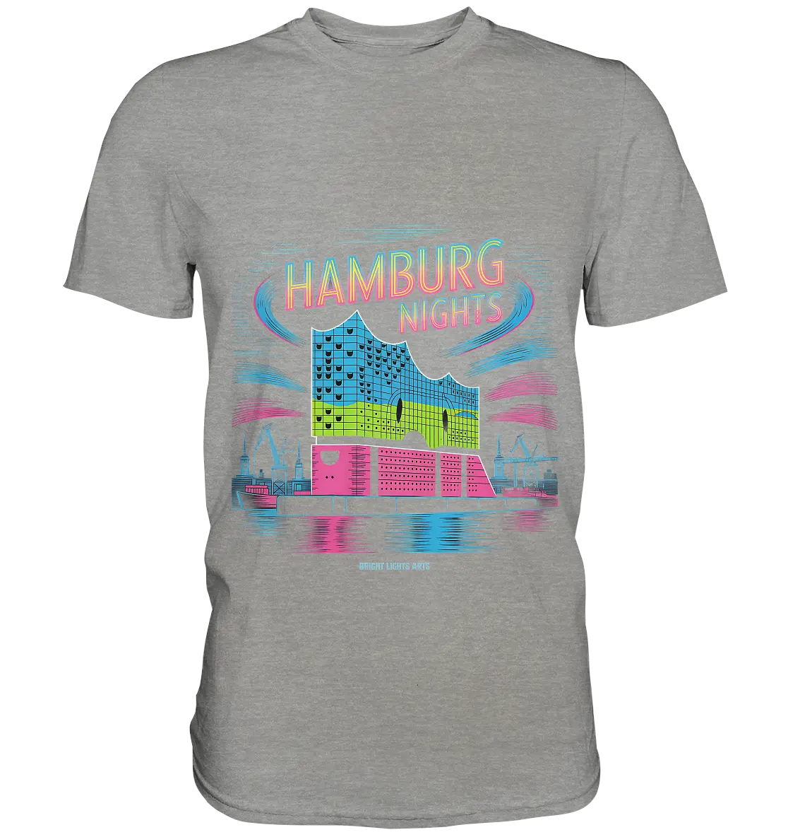 Hamburg Nights Neon City Vibes  - Premium Shirt Bright Lights Arts