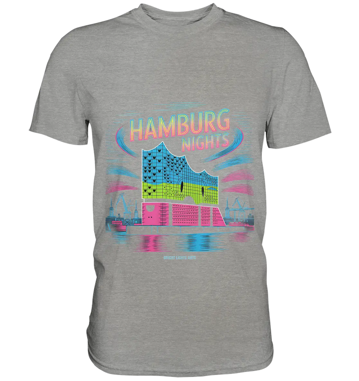 Hamburg Nights Neon City Vibes  - Premium Shirt Bright Lights Arts
