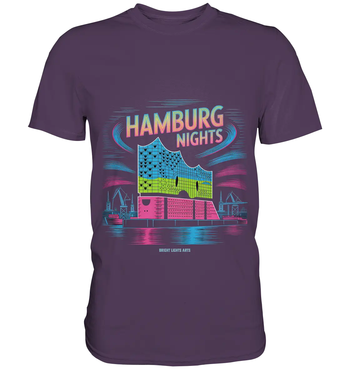 Hamburg Nights Neon City Vibes  - Premium Shirt Bright Lights Arts