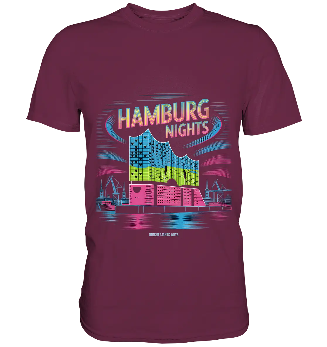 Hamburg Nights Neon City Vibes  - Premium Shirt Bright Lights Arts