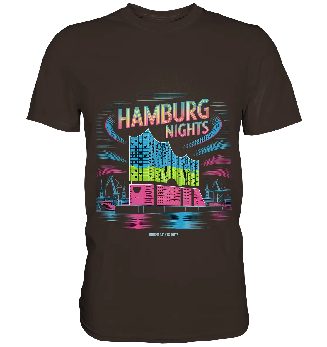 Hamburg Nights Neon City Vibes  - Premium Shirt Bright Lights Arts