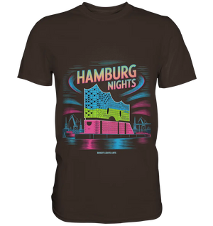 Hamburg Nights Neon City Vibes  - Premium Shirt Bright Lights Arts