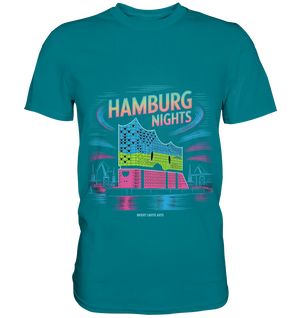Hamburg Nights Neon City Vibes  - Premium Shirt Bright Lights Arts