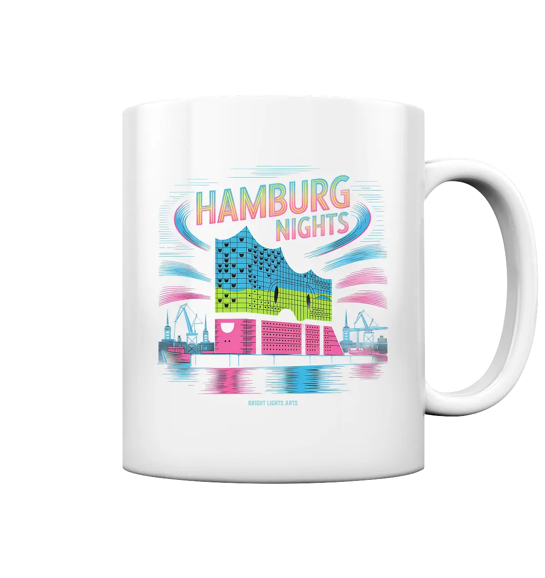 Hamburg Nights Neon City Vibes  - Tasse glossy Bright Lights Arts
