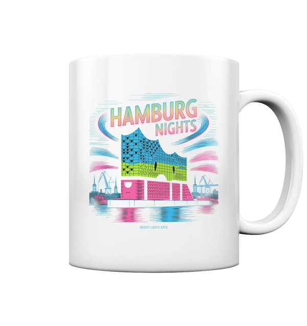 Hamburg Nights Neon City Vibes  - Tasse glossy Bright Lights Arts