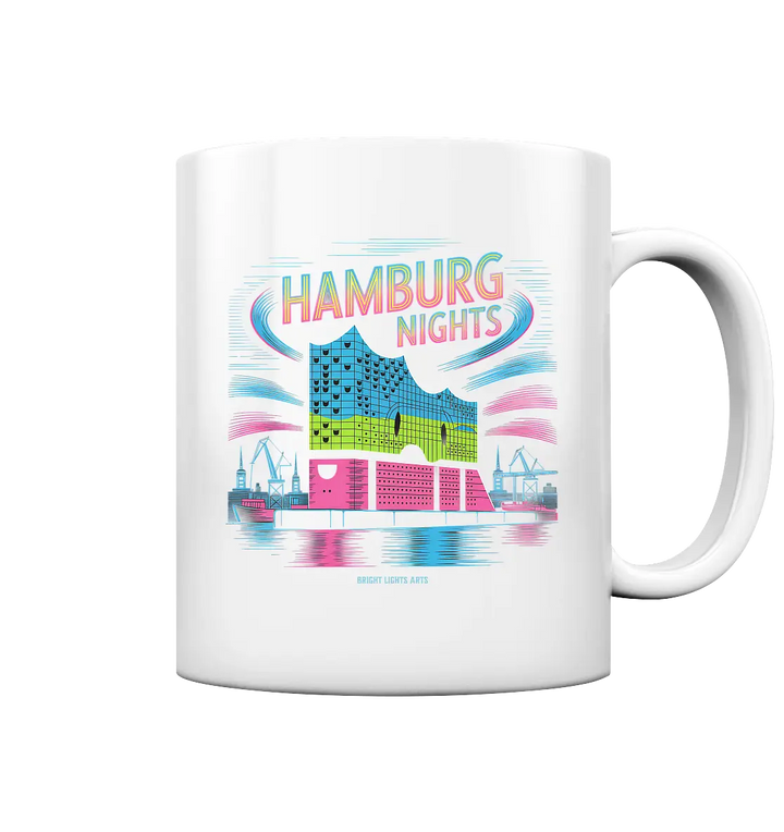 Hamburg Nights Neon City Vibes  - Tasse glossy Bright Lights Arts