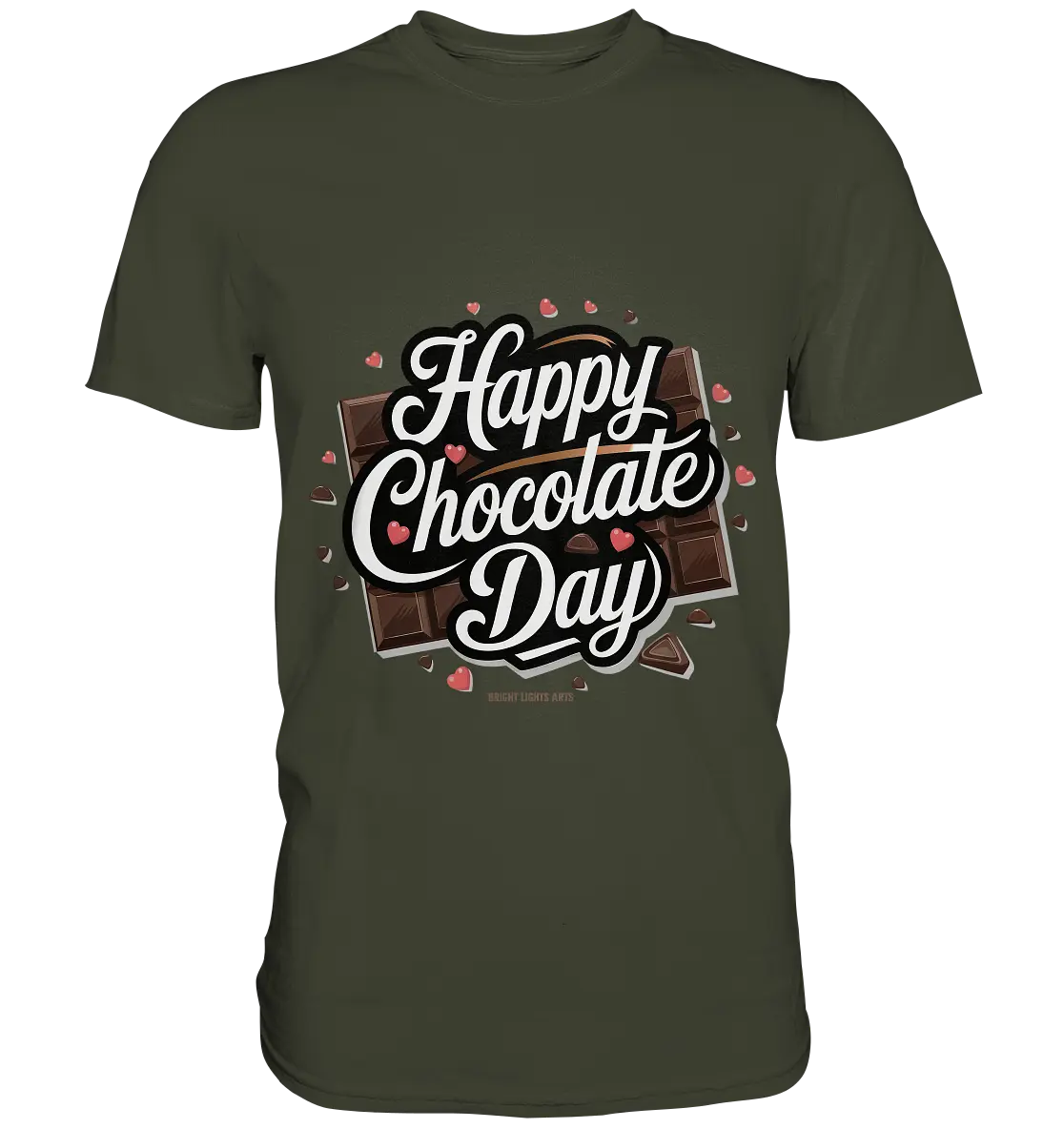 Happy Chocolate Day Festliches Design mit Schokoladenherzen und tafeln - Premium Shirt Bright Lights Arts